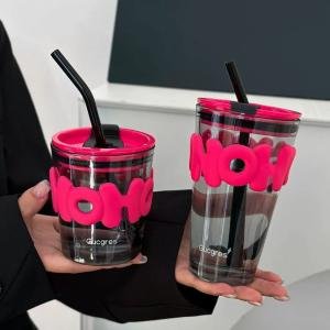 HOH straw glass cup